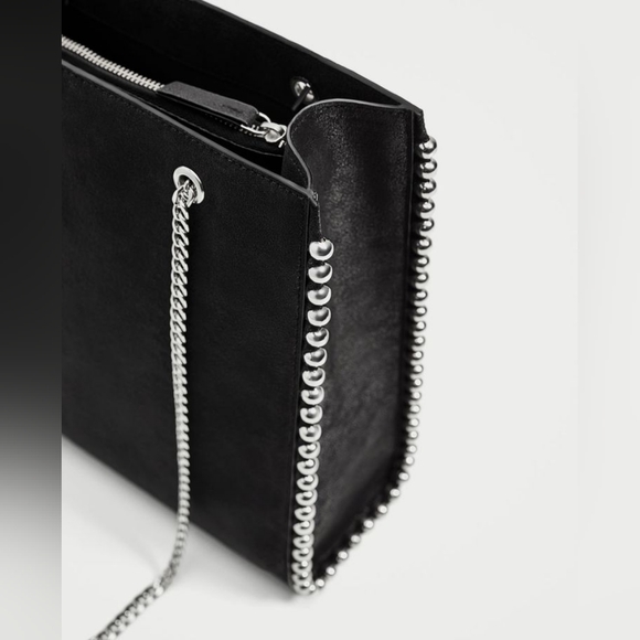 ZARA Black Studded Chain Tote Bag – Silver Hardware - Picture 2 of 16